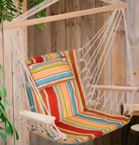 Hangstoel met Kussen – Comfortabele Opvouwbare Stoel voor Tuin of Binnengebruik