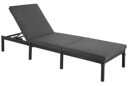 Verstelbare Tuinligstoel met 5 cm Dikke Matras – Rotanlook & Stevig Frame