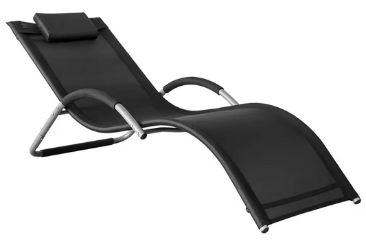 Opvouwbare Ligstoel met Kussen – Metalen Frame & Ademend Textiel, Voor Tuin, Balkon en Strand