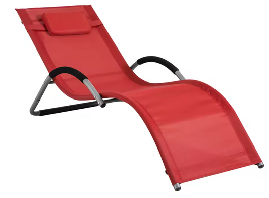 Opvouwbare Ligstoel met Kussen – Metalen Frame & Ademend Textiel, Voor Tuin, Balkon en Strand