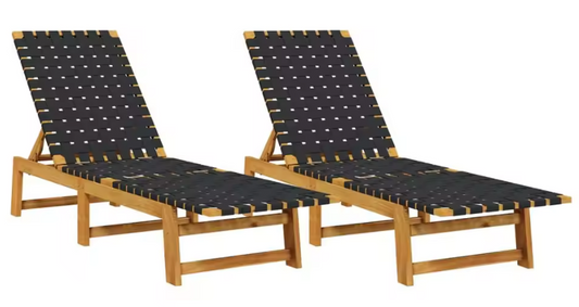 Set van 2 Verstelbare Loungestoelen – Massief Acaciahout & Olefine Stof, Modern en Comfortabel