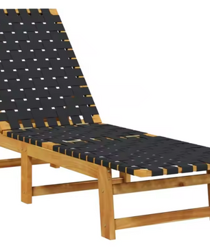 Set van 2 Verstelbare Loungestoelen – Massief Acaciahout & Olefine Stof, Modern en Comfortabel