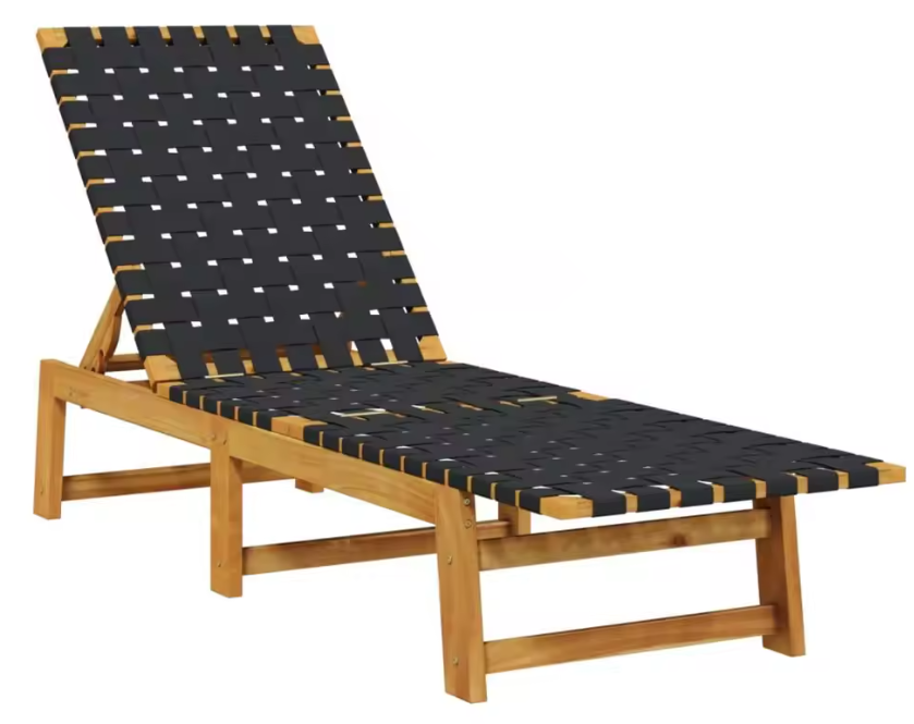 Set van 2 Verstelbare Loungestoelen – Massief Acaciahout & Olefine Stof, Modern en Comfortabel