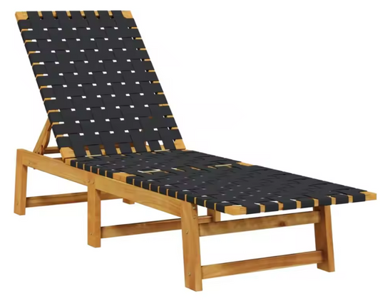 Set van 2 Verstelbare Loungestoelen – Massief Acaciahout & Olefine Stof, Modern en Comfortabel