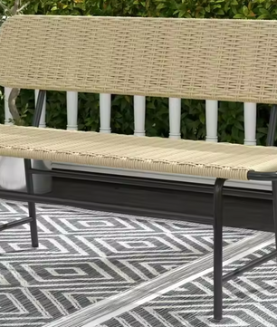 2-Zits Balkonbank zonder Armleuningen – Kaki Tuinbank met Metalen Frame, Weerbestendig en Compact