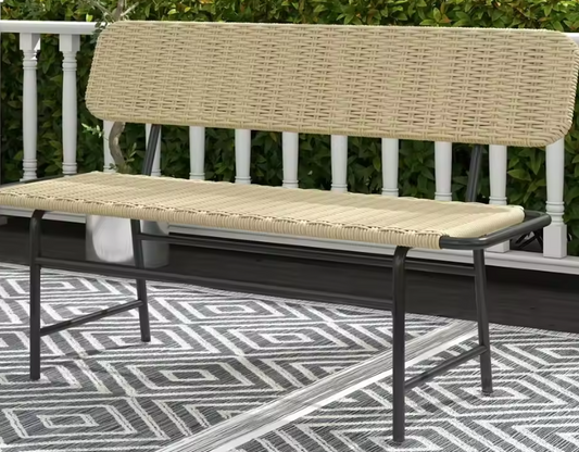 2-Zits Balkonbank zonder Armleuningen – Kaki Tuinbank met Metalen Frame, Weerbestendig en Compact