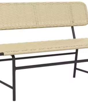 2-Zits Balkonbank zonder Armleuningen – Kaki Tuinbank met Metalen Frame, Weerbestendig en Compact