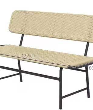2-Zits Balkonbank zonder Armleuningen – Kaki Tuinbank met Metalen Frame, Weerbestendig en Compact