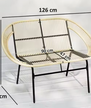 2-Zits Tuinbank van Rotan met Rugleuning – Acapulco Stijl, Weerbestendig & Comfortabel Ontwerp