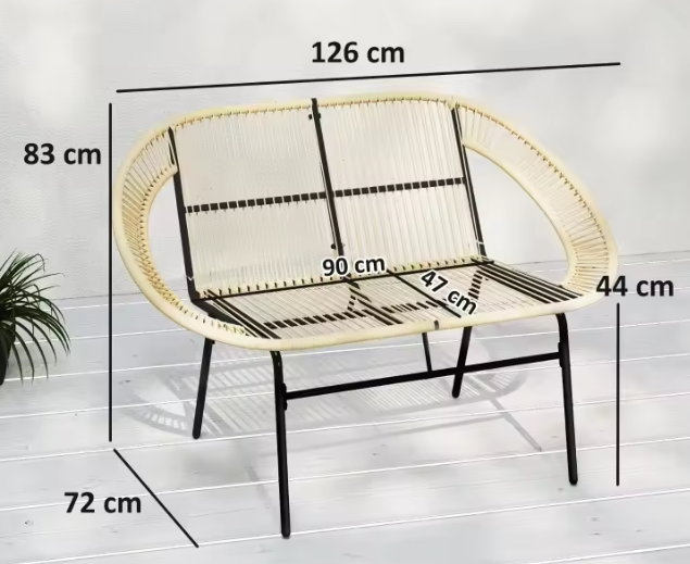 2-Zits Tuinbank van Rotan met Rugleuning – Acapulco Stijl, Weerbestendig & Comfortabel Ontwerp