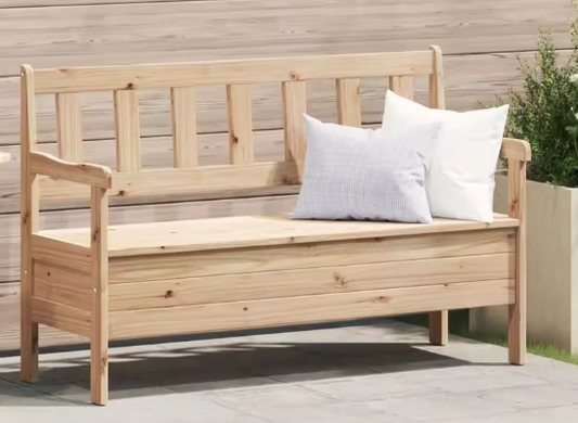 Grenenhouten Tuinbank met Opbergruimte – 3-Zits Buitenbank voor Balkon of Tuin