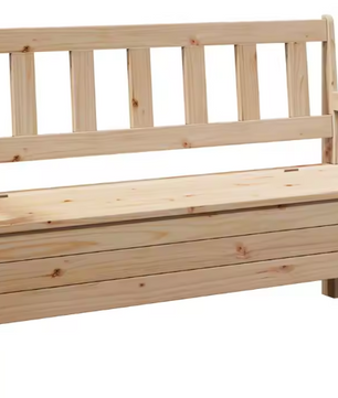 Grenenhouten Tuinbank met Opbergruimte – 3-Zits Buitenbank voor Balkon of Tuin