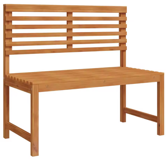 Teakhouten Buitenbank voor 2 Personen – Crème Kussen & Rechthoekig Design, 100 cm