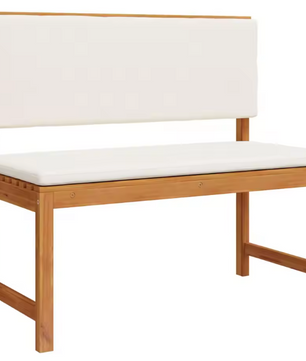 Teakhouten Buitenbank voor 2 Personen – Crème Kussen & Rechthoekig Design, 100 cm