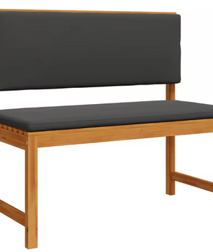 Teakhouten Buitenbank voor 2 Personen – Crème Kussen & Rechthoekig Design, 100 cm