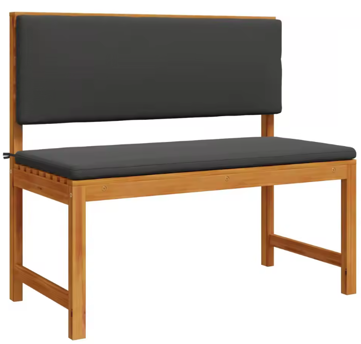 Teakhouten Buitenbank voor 2 Personen – Crème Kussen & Rechthoekig Design, 100 cm