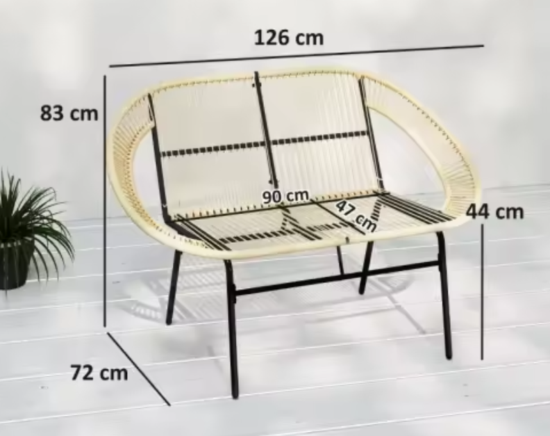 2-zits Acapulco Tuinbank – Weerbestendig PE-Rotan & Stalen Frame, Tot 260 kg Draagkracht