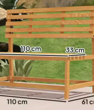 Set van 2 Houten Tuinbanken met Omzetbare Rugleuning – Massief Grenenhout, Draagvermogen 240 kg per bank, 110 cm Breed
