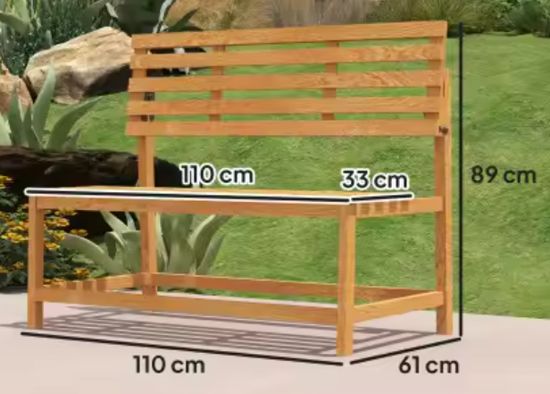 Set van 2 Houten Tuinbanken met Omzetbare Rugleuning – Massief Grenenhout, Draagvermogen 240 kg per bank, 110 cm Breed
