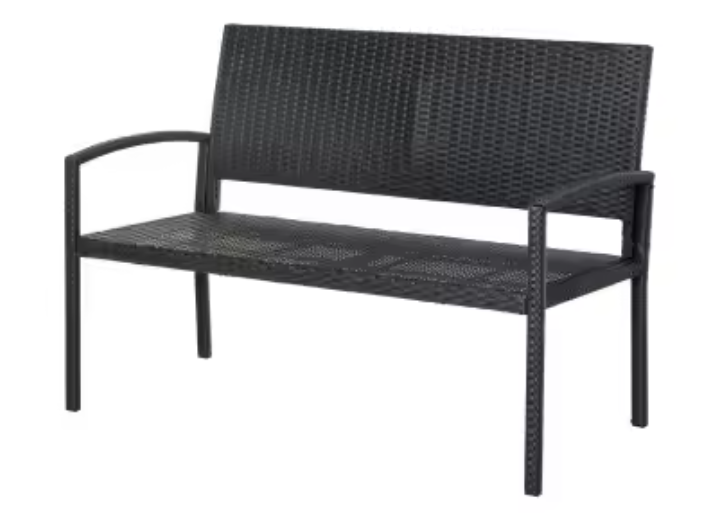 2-Zits Tuinbank van Polyrattan – Weerbestendig & UV-Bestendig, Met Stalen Frame en Rugleuning, 122 cm Breed