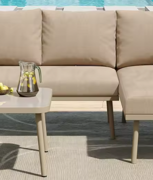 2-Zits Loungeset van Touw & Gehard Glas – Inclusief Tafel en Kussens, Met Armleuningen en Gevlochten Rugleuning, Verstelbare Pootjes