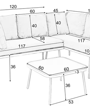 2-Zits Loungeset van Touw & Gehard Glas – Inclusief Tafel en Kussens, Met Armleuningen en Gevlochten Rugleuning, Verstelbare Pootjes