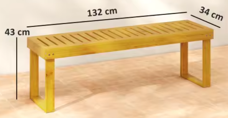 Set van 2 Teakhouten Tuinbanken – Massief Grenenhout, 300 kg Draagvermogen, 132 cm Breed