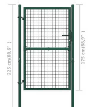 Tuinpoort van Gepoedercoat Staal – Groen, 100 x 175 cm, Met Slot & Sleutels, Weerbestendig en Robuust