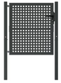 Stalen Tuinpoort met Dicht Gaas – Vergrendelbare Binnenplaatsdeur, Rooksteenkoolkleur, 105 x 125/150 cm
