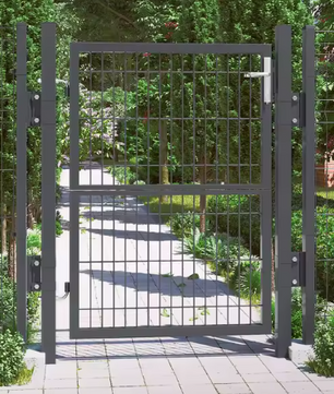 Afsluitbare Tuinpoort van Gegalvaniseerd Staal – Inclusief Palen, Slot, Sleutels en Roostergaas, Weerbestendig en Roestvast