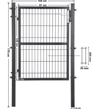 Afsluitbare Tuinpoort van Gegalvaniseerd Staal – Inclusief Palen, Slot en Sleutels, Roestbestendig en Weerbestendig, Grijs/Groen