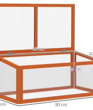 Mini Kweekkas met Opvouwbaar Dak – Houten Frame & Polycarbonaat Panelen, 90 x 46 x 40 cm, Winterbestendig