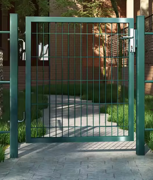 Afsluitbare Tuinpoort van Gegalvaniseerd Staal – Inclusief Slot, Sleutels en Palen, Roestbestendig en Weerbestendig, Grijs/Groen