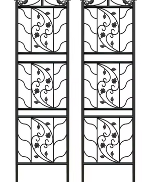 Set van 2 Metalen Klimrekken voor Planten – Zwarte Tuinspalies van 195 cm Hoog, Ideaal als Tuinafscheiding of Klimsteun