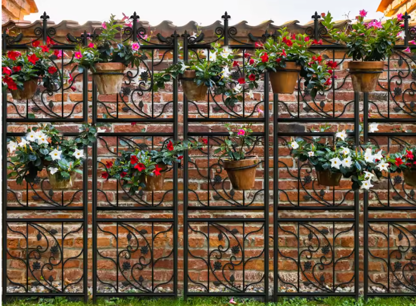 Set van 2 Metalen Klimrekken voor Planten – Zwarte Tuinspalies van 195 cm Hoog, Ideaal als Tuinafscheiding of Klimsteun