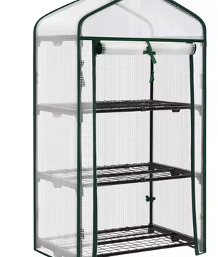 Compacte Foliekas met 3 Planken – Winterbestendig, UV-beschermend PE-zeil & Metalen Frame, 69×49×125 cm