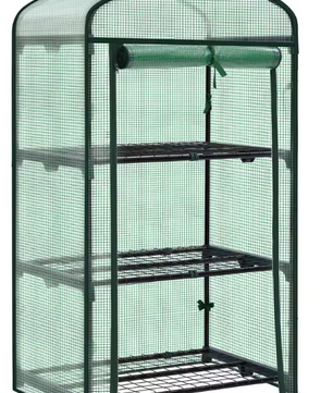 Compacte Foliekas met 3 Planken – Winterbestendig, UV-beschermend PE-zeil & Metalen Frame, 69×49×125 cm