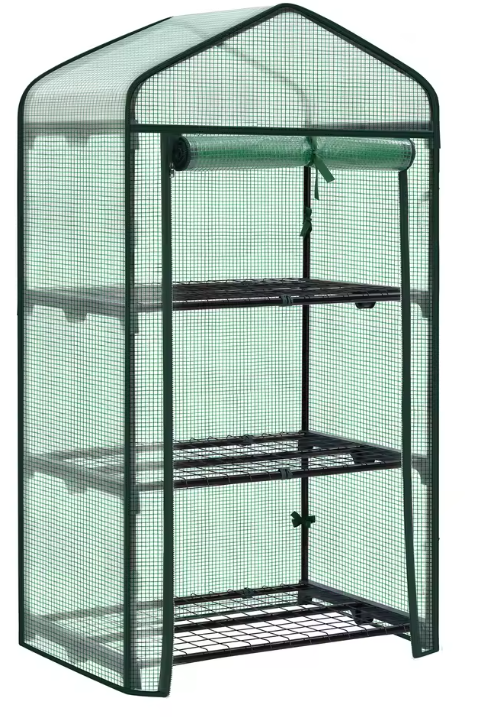 Compacte Foliekas met 3 Planken – Winterbestendig, UV-beschermend PE-zeil & Metalen Frame, 69×49×125 cm