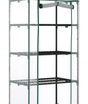 Compacte Foliekas met 4 Verdiepingen – UV-bestendige Groeikamer met Ritsdeur en Plantenplanken, 70×50×160 cm