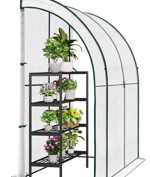 Leunende Tuinkas 200×100×210 cm – PE Zeildoek, Oprolbare Deuren & Stalen Frame, Kweekkas voor Tomaten, Groenten en Bloemen