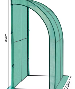 Leunende Tuinkas 200×100×210 cm – PE Zeildoek, Oprolbare Deuren & Stalen Frame, Kweekkas voor Tomaten, Groenten en Bloemen