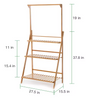 3-Lagen Bamboe Plantentrap met Ophangrek – Opvouwbaar, 100×40×96 cm, Voor Binnen en Buiten