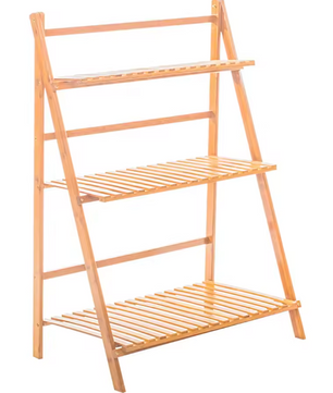 Opvouwbare 3-laags Bamboe Plantenstandaard – Natuurlijk Hout, Voor Binnen & Buiten