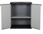 Tuinopbergkast met 2 Deuren en 1 Plank – 68x40x85 cm, Kunststof Buitenopslag voor Gereedschap en Accessoires