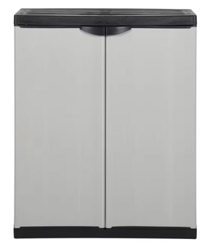 Tuinopbergkast met 2 Deuren en 1 Plank – 68x40x85 cm, Kunststof Buitenopslag voor Gereedschap en Accessoires