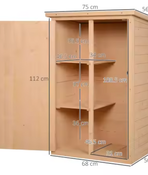 Houten Tuinopbergkast met Schuin Dak – Weerbestendig en Compact – 75x56x115 cm
