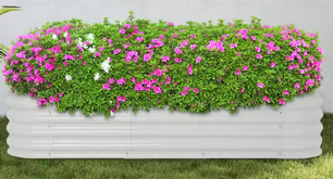 Grote Rechthoekige Plantenbak 240x60x43 cm – Verhoogd Tuinbed van Wit Aluminium-Verzinkt Staal