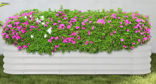Grote Rechthoekige Plantenbak 240x60x43 cm – Verhoogd Tuinbed van Wit Aluminium-Verzinkt Staal