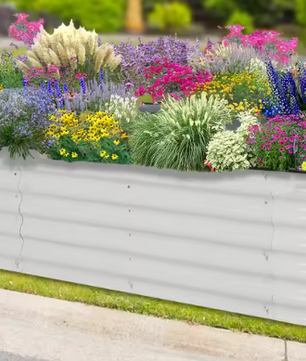 Grote Rechthoekige Plantenbak 150x60x43 cm – Verhoogd Tuinbed van Wit Aluminium-Verzinkt Staal