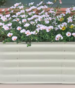 Grote Rechthoekige Plantenbak 150x60x43 cm – Verhoogd Tuinbed van Wit Aluminium-Verzinkt Staal